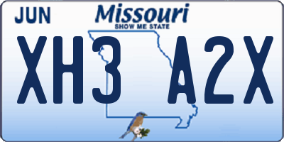 MO license plate XH3A2X