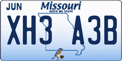 MO license plate XH3A3B