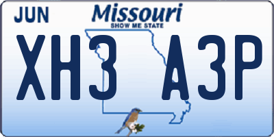 MO license plate XH3A3P