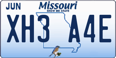 MO license plate XH3A4E