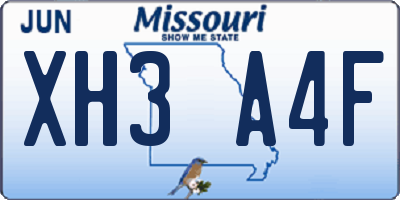MO license plate XH3A4F