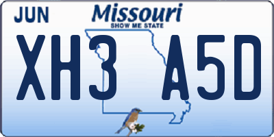 MO license plate XH3A5D