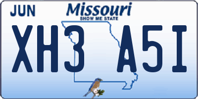 MO license plate XH3A5I