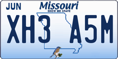 MO license plate XH3A5M