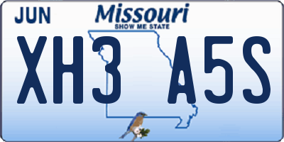 MO license plate XH3A5S