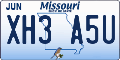 MO license plate XH3A5U
