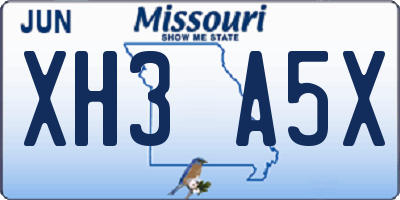 MO license plate XH3A5X