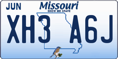 MO license plate XH3A6J