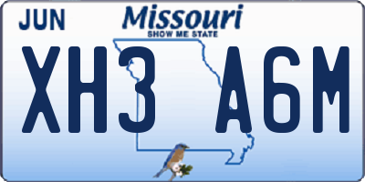 MO license plate XH3A6M