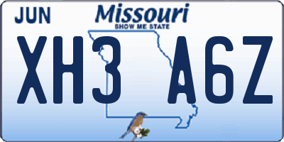 MO license plate XH3A6Z