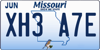 MO license plate XH3A7E