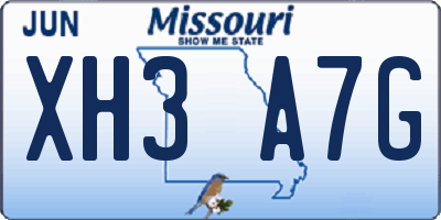 MO license plate XH3A7G