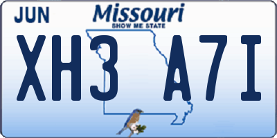 MO license plate XH3A7I