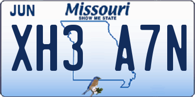 MO license plate XH3A7N