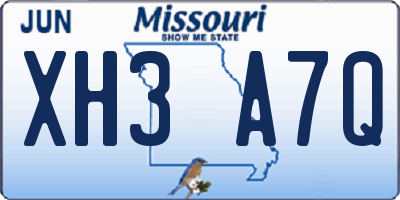 MO license plate XH3A7Q