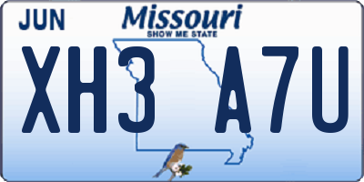 MO license plate XH3A7U