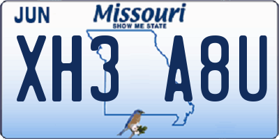 MO license plate XH3A8U