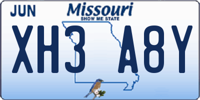 MO license plate XH3A8Y