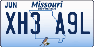 MO license plate XH3A9L