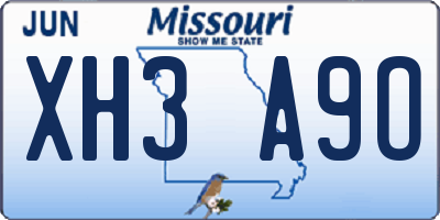 MO license plate XH3A9O