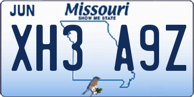 MO license plate XH3A9Z