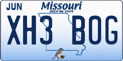 MO license plate XH3B0G