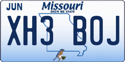 MO license plate XH3B0J