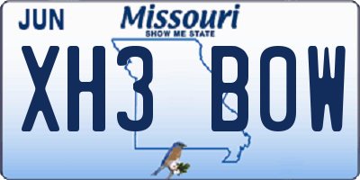 MO license plate XH3B0W