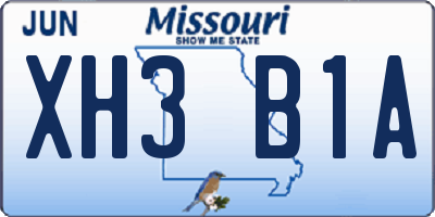 MO license plate XH3B1A