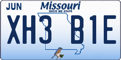 MO license plate XH3B1E