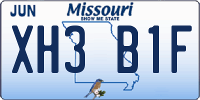 MO license plate XH3B1F