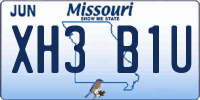 MO license plate XH3B1U