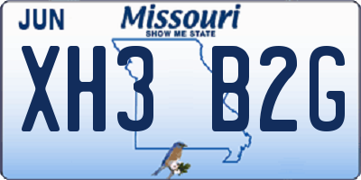 MO license plate XH3B2G