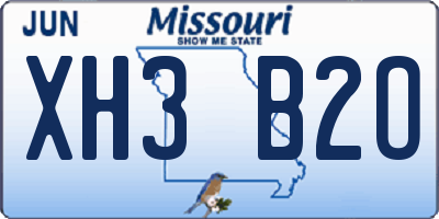 MO license plate XH3B2O
