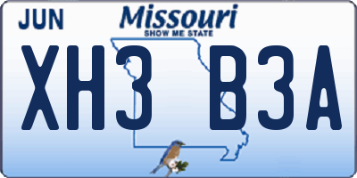 MO license plate XH3B3A