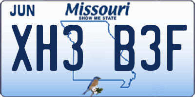 MO license plate XH3B3F