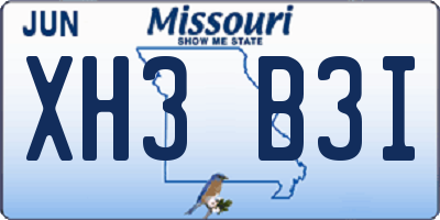 MO license plate XH3B3I