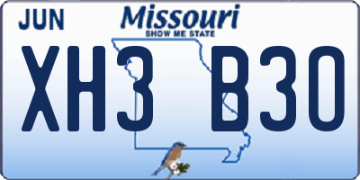 MO license plate XH3B3O
