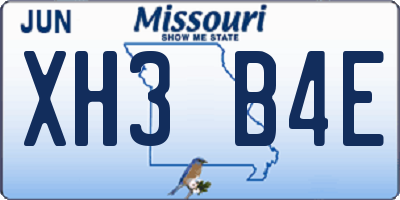 MO license plate XH3B4E
