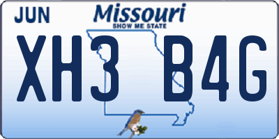 MO license plate XH3B4G