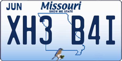 MO license plate XH3B4I