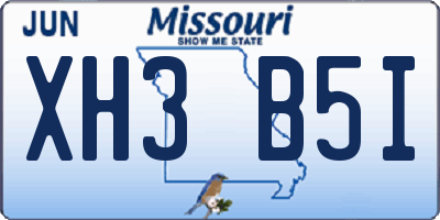MO license plate XH3B5I