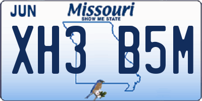 MO license plate XH3B5M