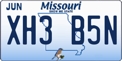 MO license plate XH3B5N