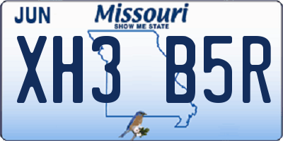 MO license plate XH3B5R