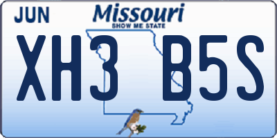 MO license plate XH3B5S