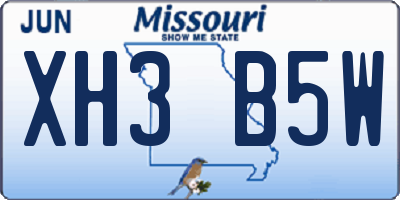 MO license plate XH3B5W
