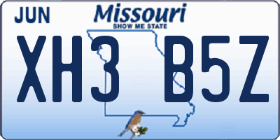 MO license plate XH3B5Z