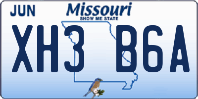 MO license plate XH3B6A