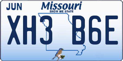 MO license plate XH3B6E